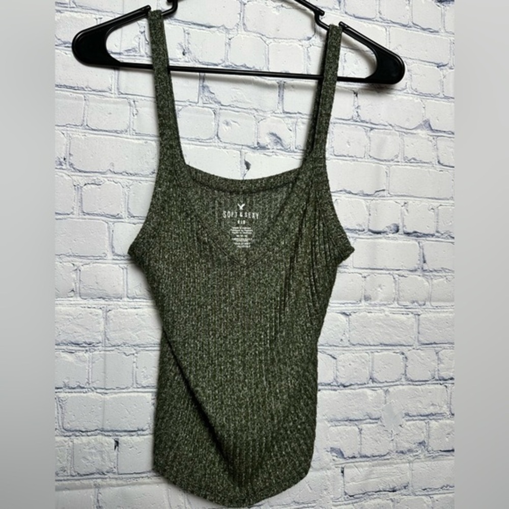 Soft and sexy green ribbed tank/crop top